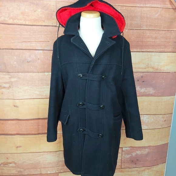 Vintage duffle coat woolblend faux fur lining Made in Canada - Picture 2 of 10